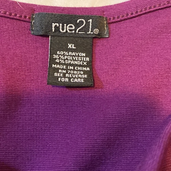 Rue 21 eggplant long sleeve top with large grommets lace up - Picture 5 of 5